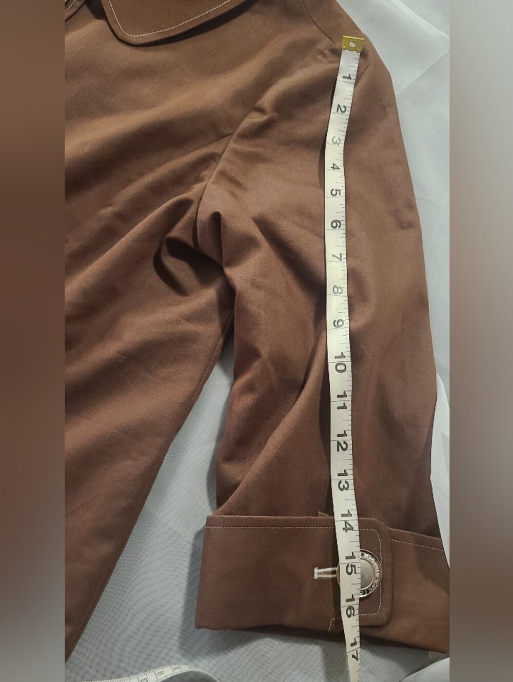 Rare Vintage Bob Mackie Wearable Art Brown Swing Coat 3/4 Sleeve, Medium - Picture 10 of 10